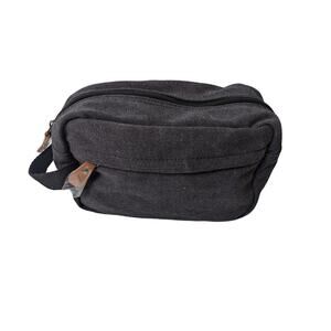 Mens Travel Toiletry Canvas Bag Charcoal Gray / Black Color Shaving Bag
